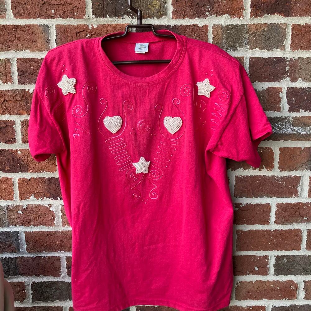 Cesucci Vintage Heart Embellished Tee One Size (XL)